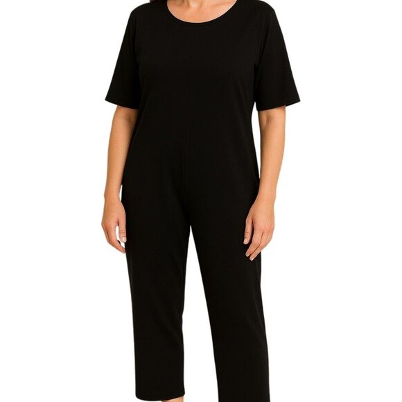 Zara Trafaluc Black Knot Front Jumpsuit Womens Size Small Half Sleeves Back Zip - Picture 1 of 7
